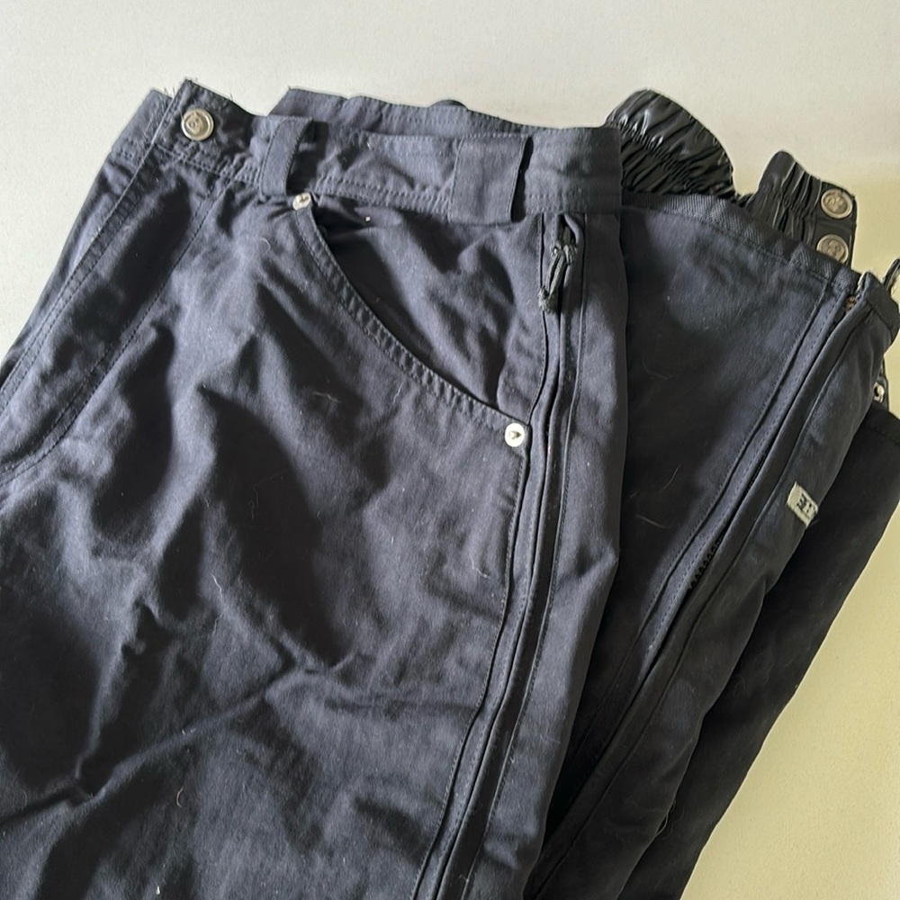 Snowboard Pants: black, mens size M.